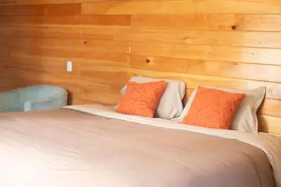 Cama o camas de una habitación en San José del Pacífico- Cabañas Camino al Cielo 2
