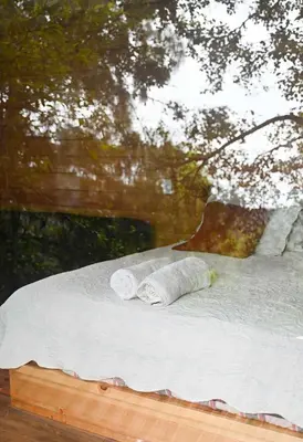 Cama o camas de una habitación en San José del Pacífico- Cabañas Camino al Cielo 2