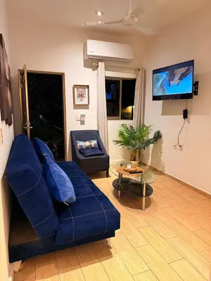 Una televisión o centro de entretenimiento en Casa Luna