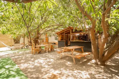 Jardín al aire libre en Mahue Rooms and Camping