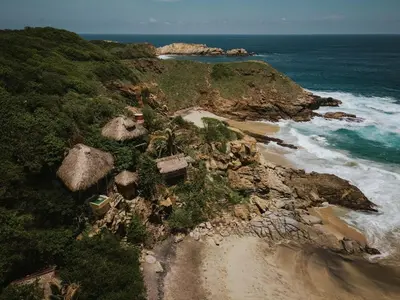Plano de Oceanfront cabin in Playa Mermejita Mazunte