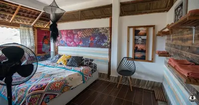 Cama o camas de una habitación en Casa Mazunteña
