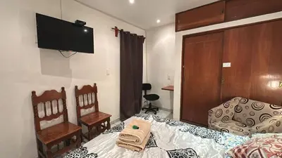 Cama o camas de una habitación en Habitación a 5 minutos del AICM