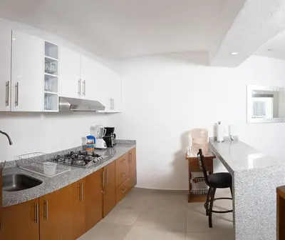 Una cocina o zona de cocina en Padrísimo depto frente al mar