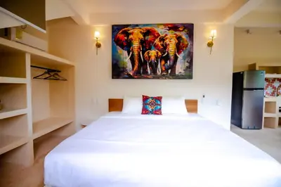 Cama o camas de una habitación en Ocean Views Amazing Rooftop