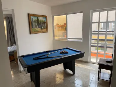 Mesa de billar en Casa Azul de descanso, alberca, billar, asador y roof garden privado