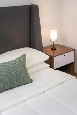 Cama o camas de una habitación en Depto moderno cerca Estadio GNP y Aeropuerto