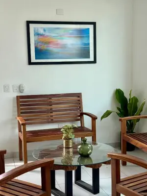 Zona de estar de Comfortable Apt near the Beach
