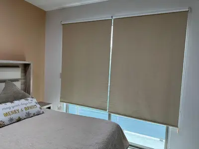 Cama o camas de una habitación en Departamento muy moderno cerca de foro Sol