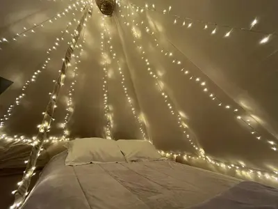 Cama o camas de una habitación en Glamping Rincón de Lavanda