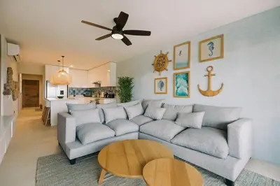 Zona de estar de Maritime Apartment Sea View in Huatulco, 2 Rec