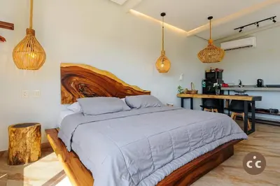 Cama o camas de una habitación en Magnifico Loft para 2 con Vista al Mar de Zicatela