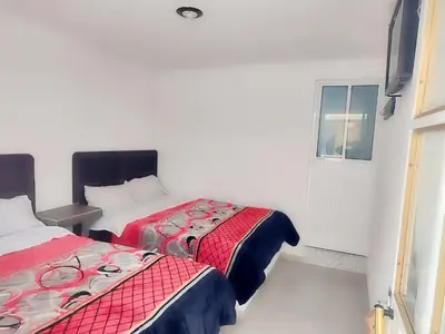 Cama o camas de una habitación en Hotel Los Ajolotes