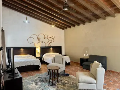 Cama o camas de una habitación en Galera centro de Tepoztlan