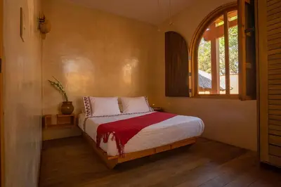 Cama o camas de una habitación en Punta Cometa House, Mazunte
