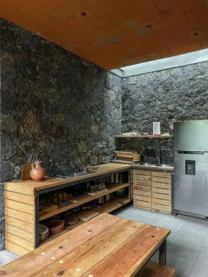 Una cocina o zona de cocina en El Sereno Amatlán, Tepoztlán