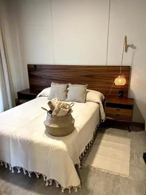 Cama o camas de una habitación en Casa de descanso, cerca de la playa