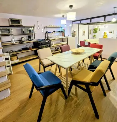 Una cocina o zona de cocina en Suite Rosa familiar para hasta 6 huéspedes Amplia, céntrica, con cocineta y baño privado