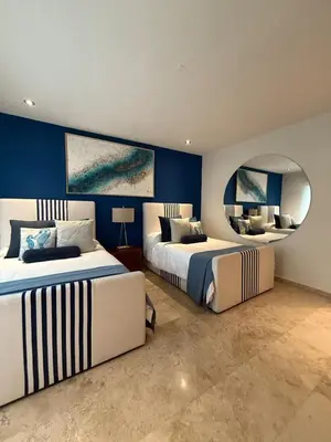 Cama o camas de una habitación en Villa Santorini Palm House-Luxury Villa
