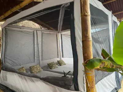 Cama o camas de una habitación en OJO VERDE Mazunte