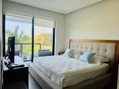Cama o camas de una habitación en Departamento en Torre Bali,Diamante,Acapulco