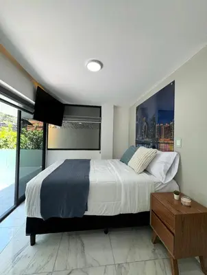 Cama o camas de una habitación en Loft privado con terraza a pasos INP y Perisur