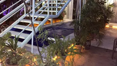 Jardín al aire libre en fascinating loft with swimming pool
