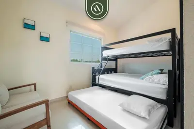 Cama o camas de una habitación en 2BR Condo in Acapulco with Private Patio - Pool