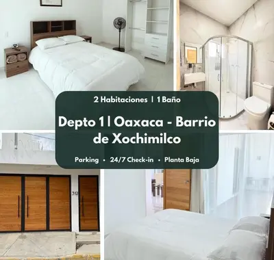 Cama o camas de una habitación en Charming 2BR Apt in Oaxaca
