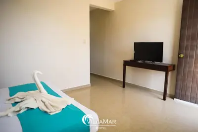 Una televisión o centro de entretenimiento en Hotel Villamar