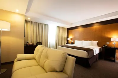 Cama o camas de una habitación en Krystal Urban Aeropuerto Ciudad de Mexico