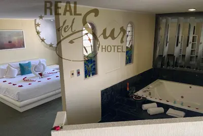 Cama o camas de una habitación en Hotel Real del Sur