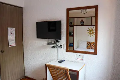 Una televisión o centro de entretenimiento en La Casita de Coyoacán