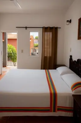 Cama o camas de una habitación en Hotel Casa Zoque Colonial