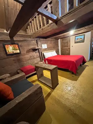 Cama o camas de una habitación en Cabañas Del Valle