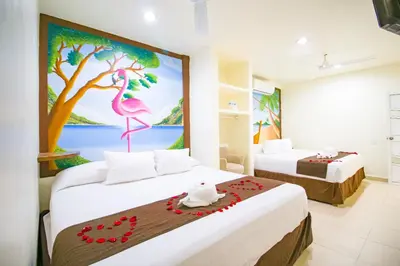 Cama o camas de una habitación en Hotel Posada Diamante