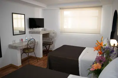 Una televisión o centro de entretenimiento en Hotel Santiago