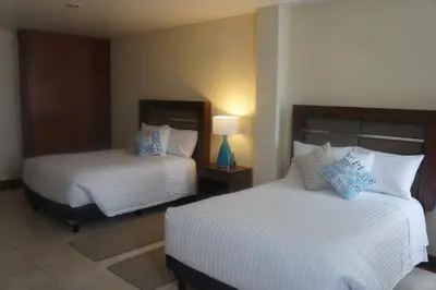 Cama o camas de una habitación en Hotel Mirante Tlaxcala