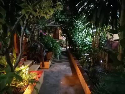 Jardín al aire libre en Hotel La Cabaña