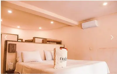 Cama o camas de una habitación en Hotel Nude Zipolite & beach club