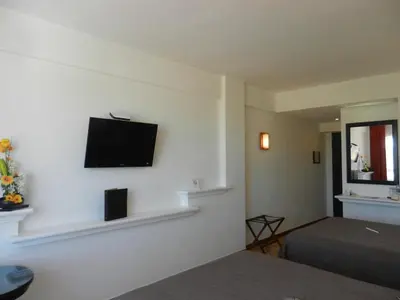 Una televisión o centro de entretenimiento en Hotel 9 Manantiales