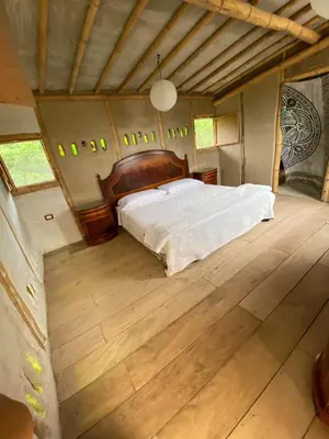 Cama o camas de una habitación en Casa Bambú Veracruz