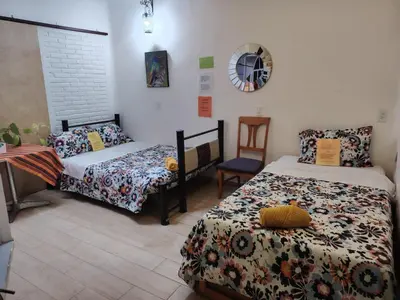 Cama o camas de una habitación en Hostal México Airport CDMX