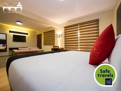 Cama o camas de una habitación en Hotel Colonial Acopinalco Inn