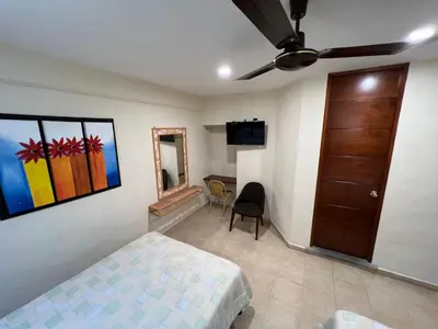 Una televisión o centro de entretenimiento en Hotel La Iguana
