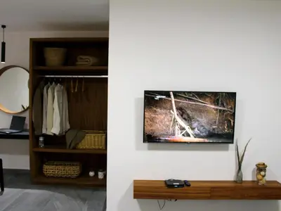 Una televisión o centro de entretenimiento en Hotel Ix By San Clemente