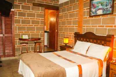 Cama o camas de una habitación en Hospedaje Piedra de Sol