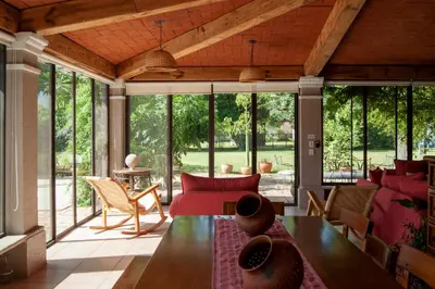Zona de estar de Casa Quinta Mar, Casa de campo en el Tule, Oaxaca.