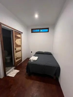 Cama o camas de una habitación en Cabañas las Palmas Chacahua