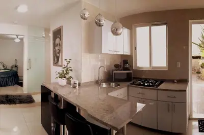 Una cocina o zona de cocina en Departamento María Félix - Dpto de 1 Habitación con Bella terraza común - Zona tranquila en CDMX